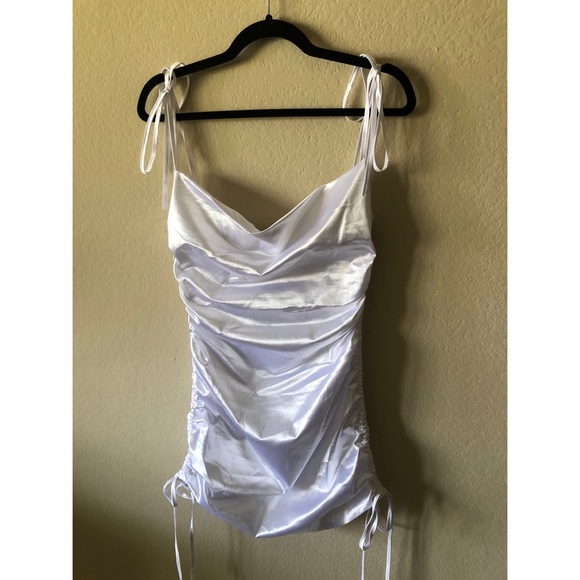 White Satin Mini Dress - Picture 2 of 2